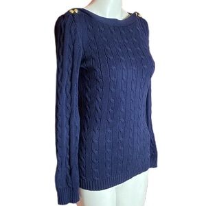 Lauren Ralph Lauren Cable-knit Button Sweater Navy